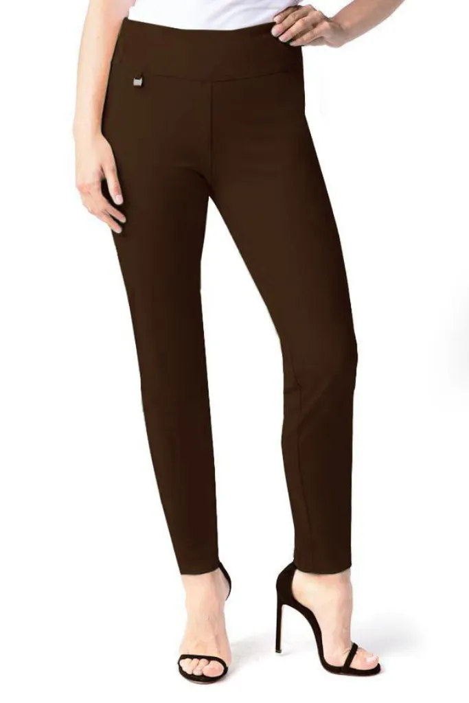 Wide Band Elastic Waist Women's Chocolate Brown Pants