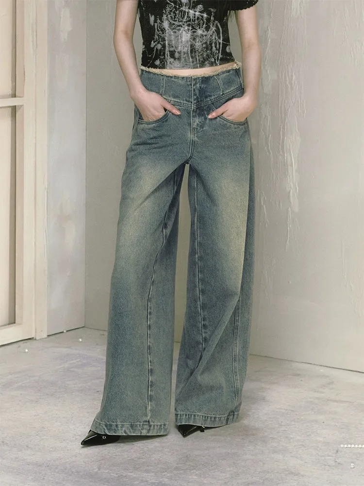 Wide leg high waist jeans【s0000009225】