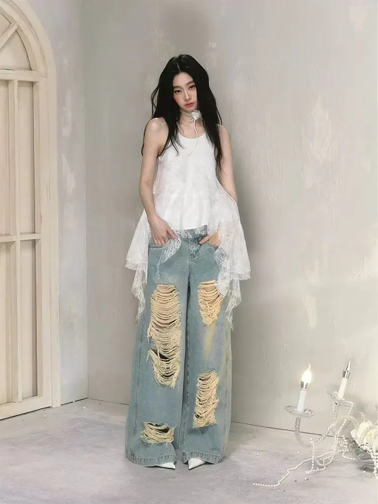 Wide leg high waist jeans【s0000009225】