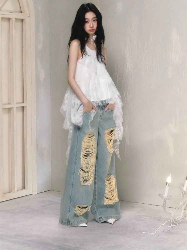 Wide leg high waist jeans【s0000009225】