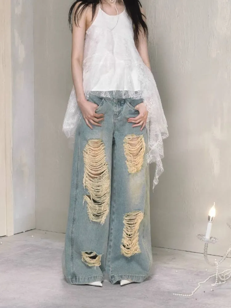 Wide leg high waist jeans【s0000009225】