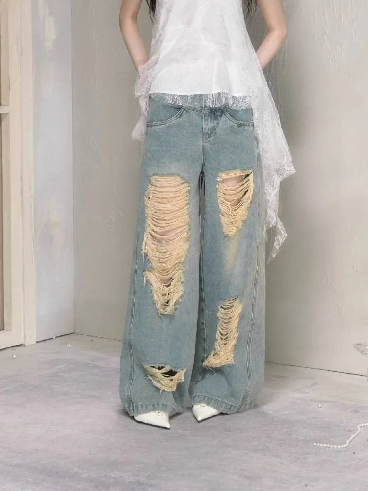 Wide leg high waist jeans【s0000009225】