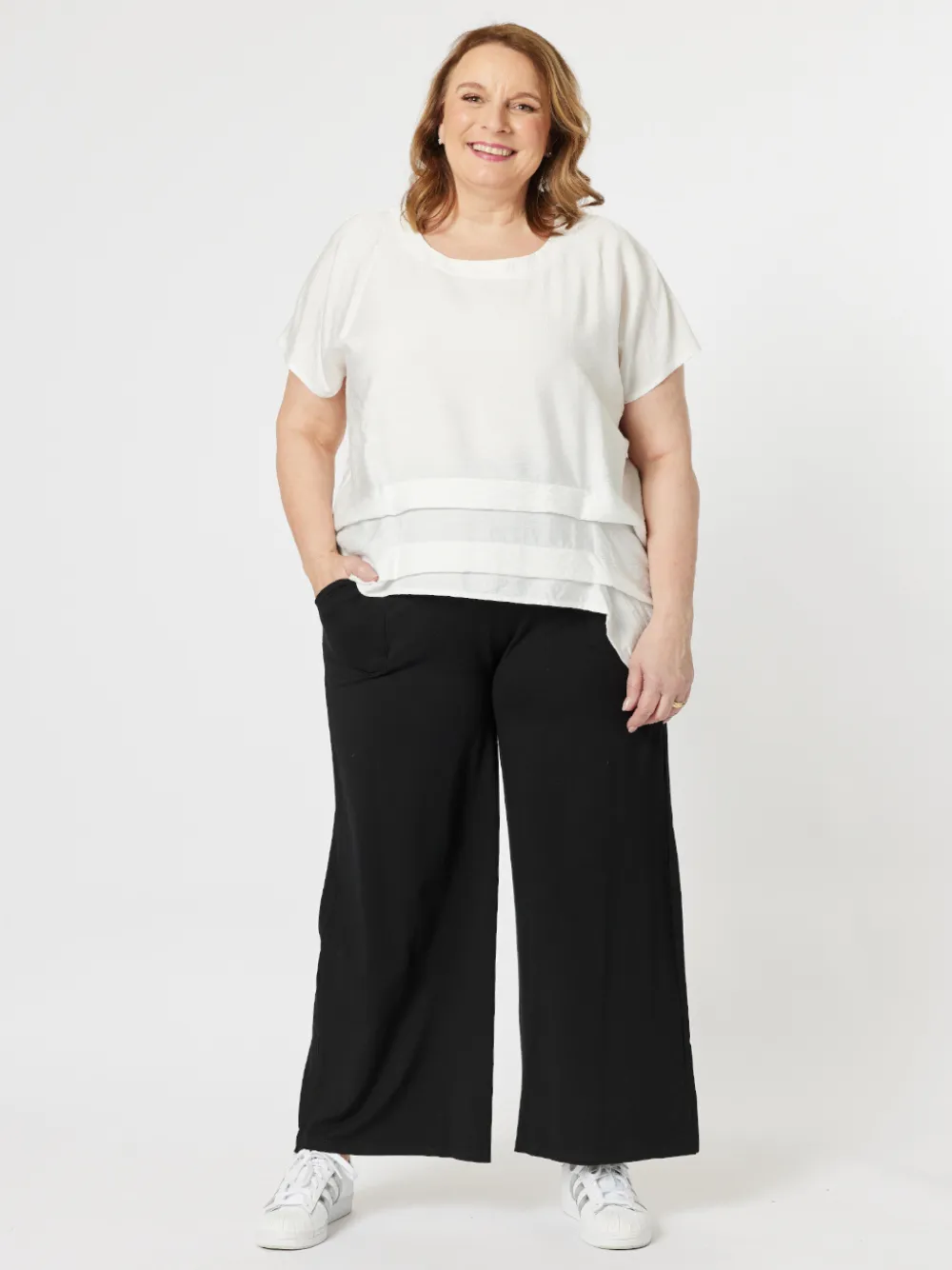 Wide Leg Side Pocket Jersey Pant - Black