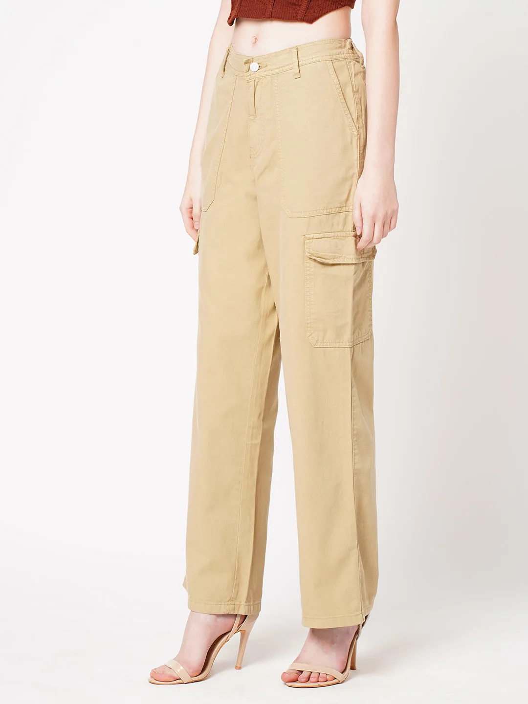 Women High-Rise Loose Straight Fit Cargo