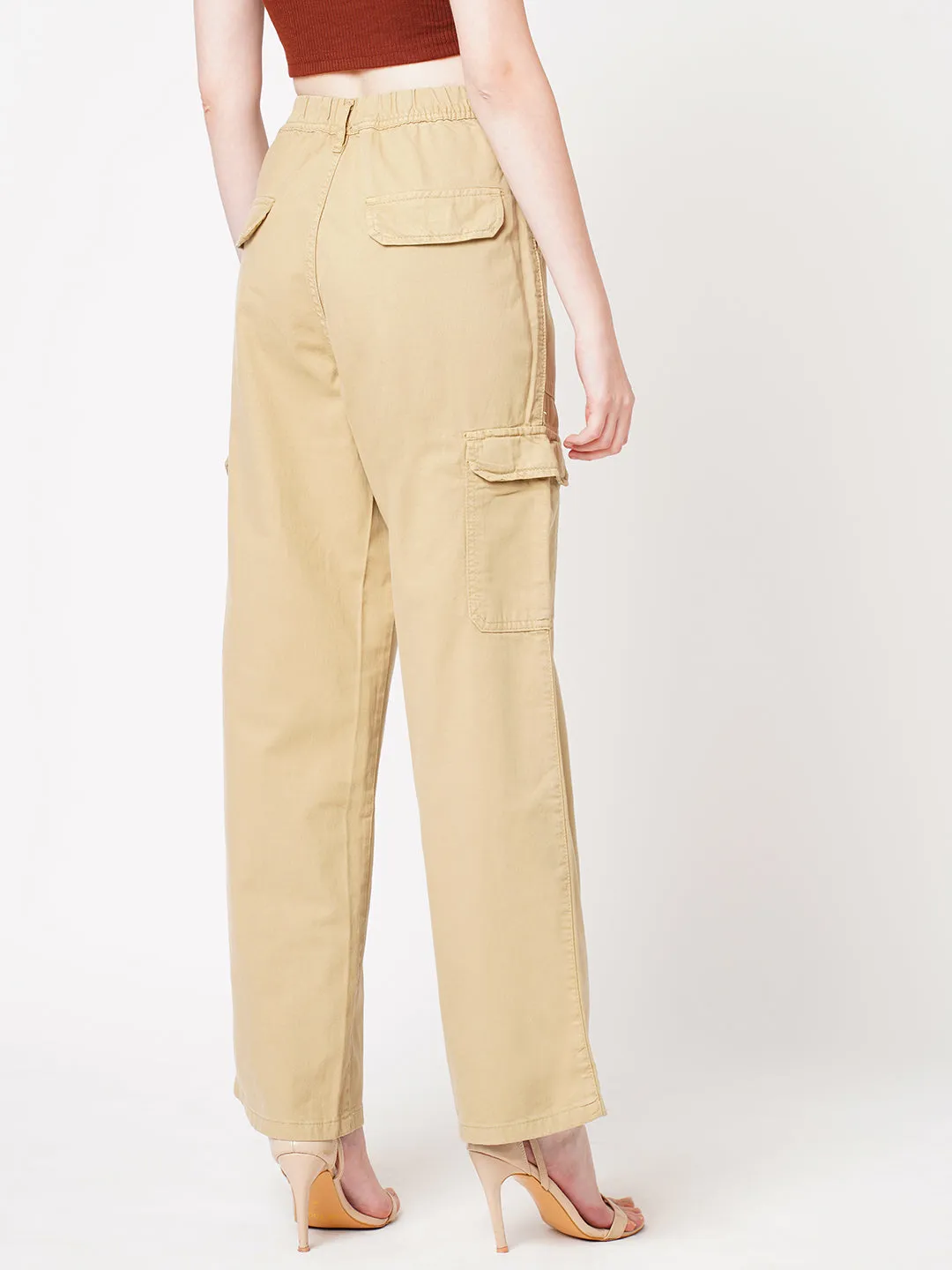 Women High-Rise Loose Straight Fit Cargo